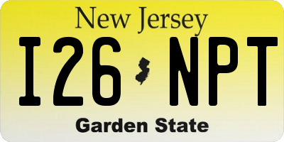 NJ license plate I26NPT