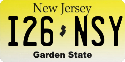 NJ license plate I26NSY