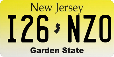 NJ license plate I26NZO
