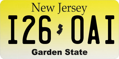 NJ license plate I26OAI