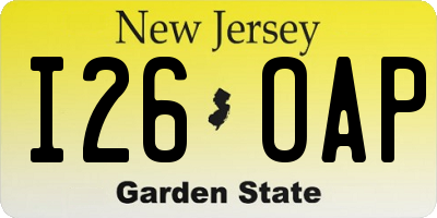 NJ license plate I26OAP