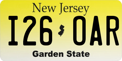 NJ license plate I26OAR