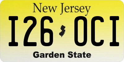 NJ license plate I26OCI