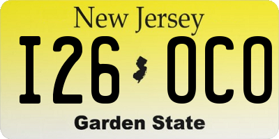 NJ license plate I26OCO