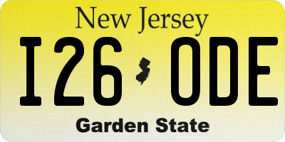 NJ license plate I26ODE