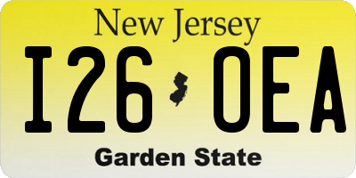 NJ license plate I26OEA