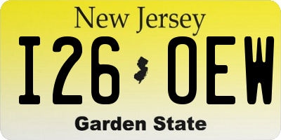NJ license plate I26OEW