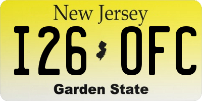 NJ license plate I26OFC