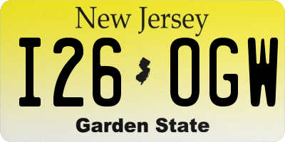 NJ license plate I26OGW