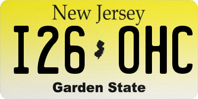 NJ license plate I26OHC