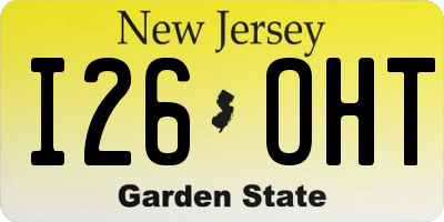 NJ license plate I26OHT