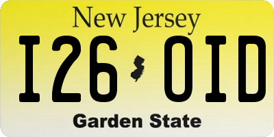 NJ license plate I26OID