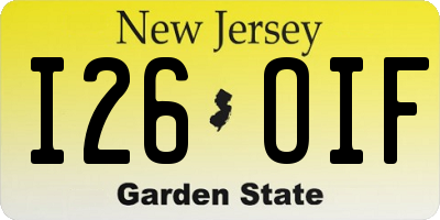 NJ license plate I26OIF