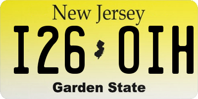 NJ license plate I26OIH