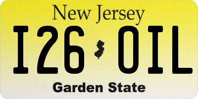 NJ license plate I26OIL