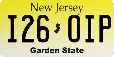 NJ license plate I26OIP
