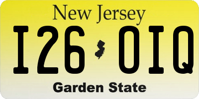 NJ license plate I26OIQ