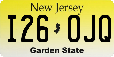 NJ license plate I26OJQ