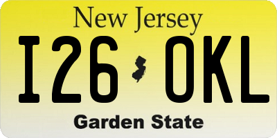 NJ license plate I26OKL