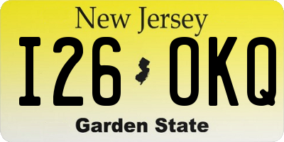 NJ license plate I26OKQ