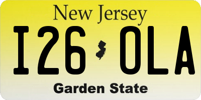 NJ license plate I26OLA