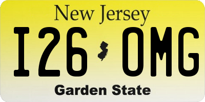 NJ license plate I26OMG