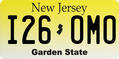 NJ license plate I26OMO