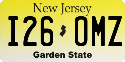 NJ license plate I26OMZ