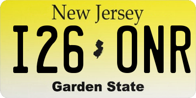 NJ license plate I26ONR