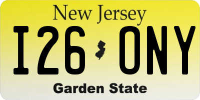 NJ license plate I26ONY