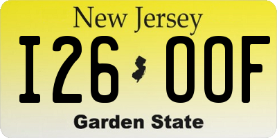 NJ license plate I26OOF