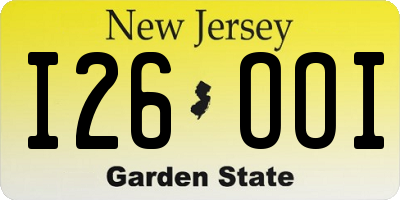 NJ license plate I26OOI