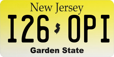 NJ license plate I26OPI