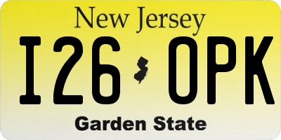 NJ license plate I26OPK