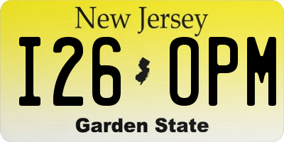 NJ license plate I26OPM