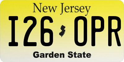 NJ license plate I26OPR