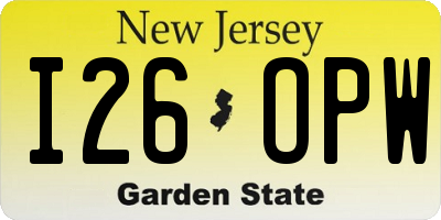 NJ license plate I26OPW