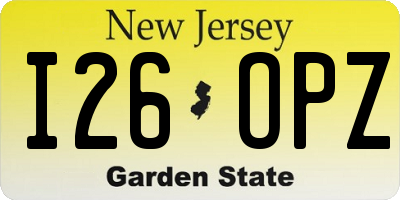 NJ license plate I26OPZ