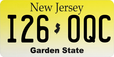 NJ license plate I26OQC