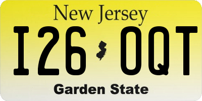 NJ license plate I26OQT