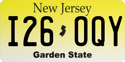 NJ license plate I26OQY