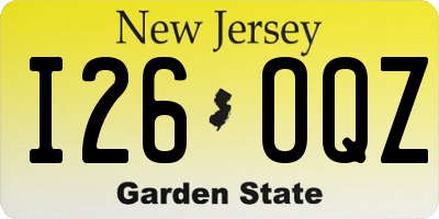 NJ license plate I26OQZ
