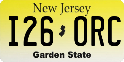 NJ license plate I26ORC