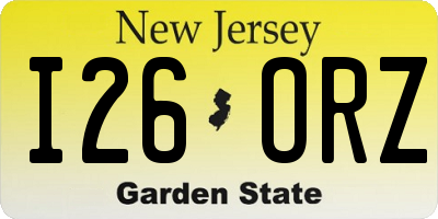 NJ license plate I26ORZ