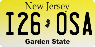 NJ license plate I26OSA