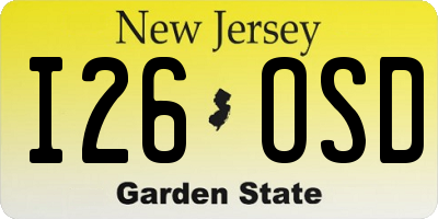 NJ license plate I26OSD