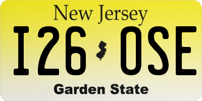 NJ license plate I26OSE