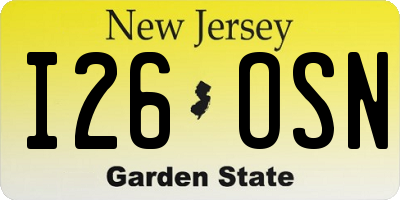 NJ license plate I26OSN