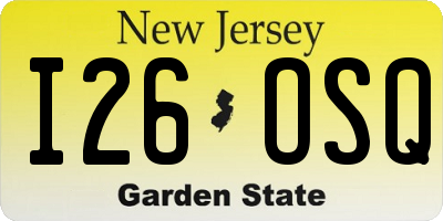 NJ license plate I26OSQ