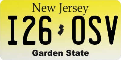 NJ license plate I26OSV